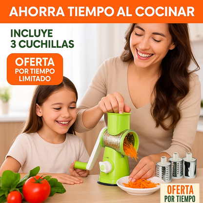 RallaPro - Rallador 3 en 1 para cortar, rebanar y rallar sin esfuerzo