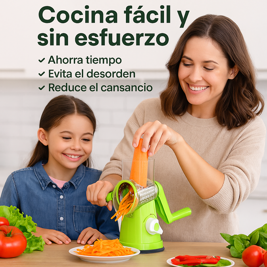 RallaPro - Rallador 3 en 1 para cortar, rebanar y rallar sin esfuerzo