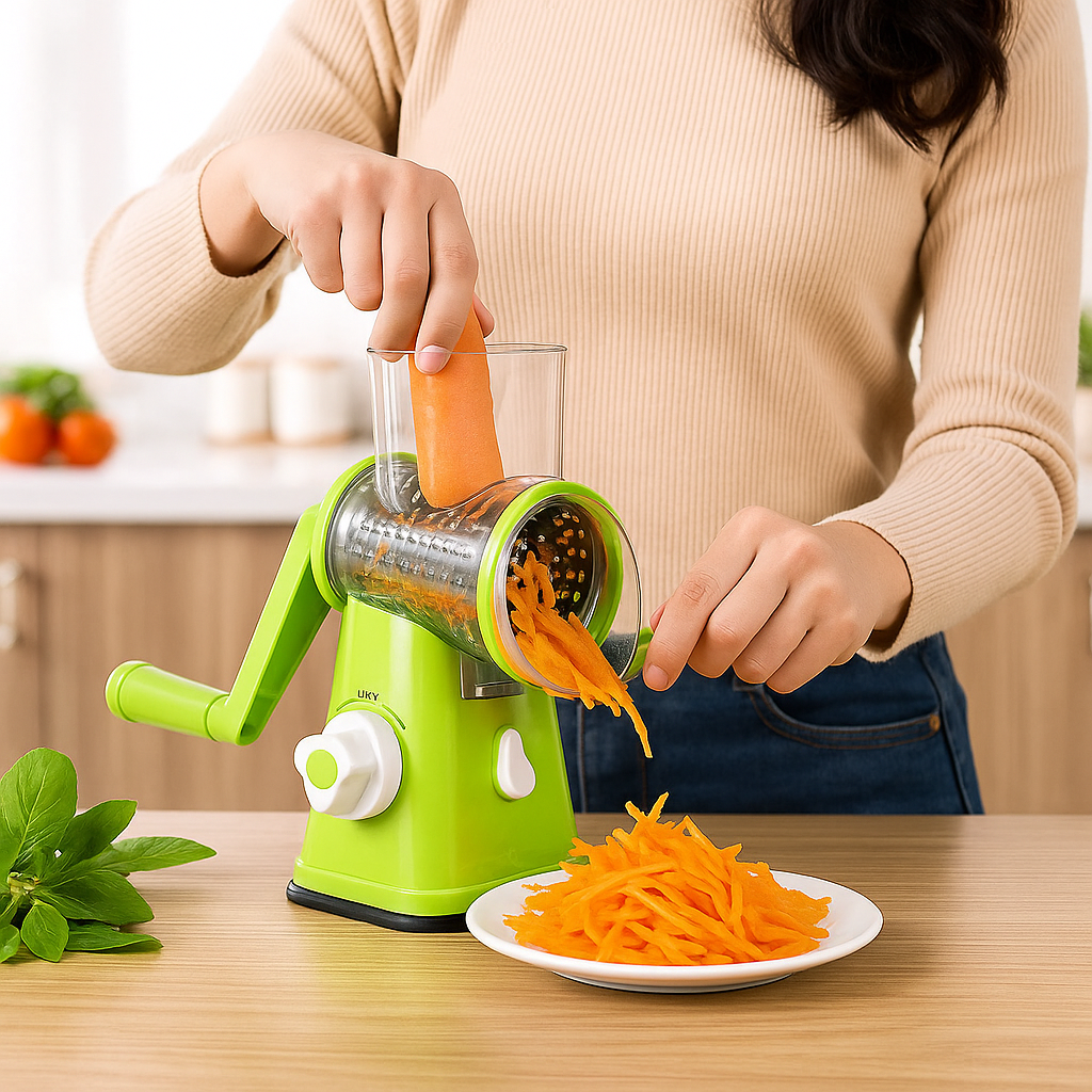 RallaPro - Rallador 3 en 1 para cortar, rebanar y rallar sin esfuerzo